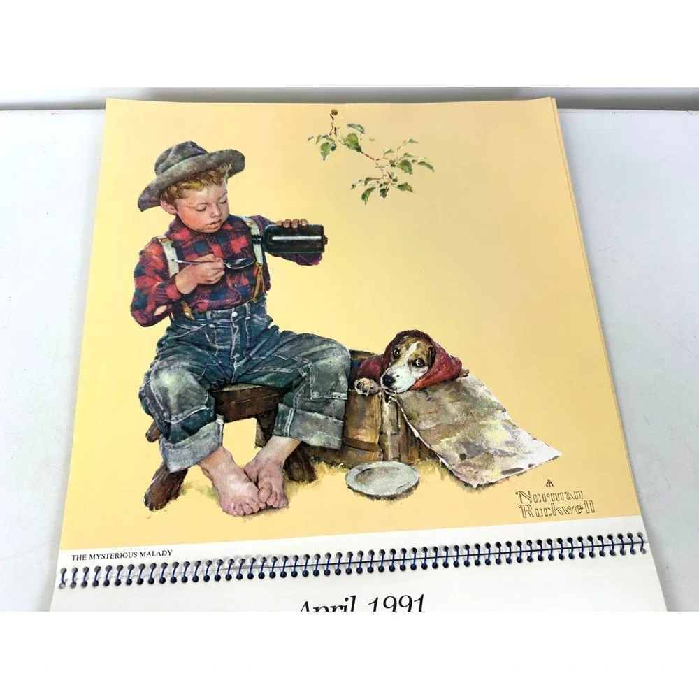 Vintage Norman Rockwell Wall Calendar 1991 Art Work 11x11 USA Hoyle products